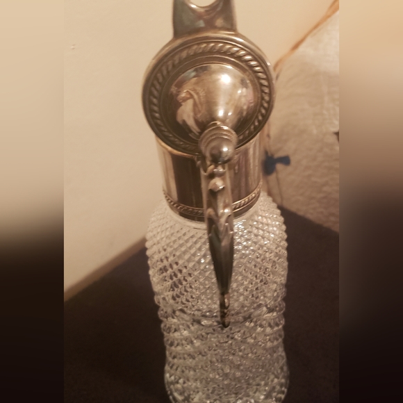VTG 1920 Beautiful Diamond Cut Crystal Design Pitcher Decanter W Decorative... - Picture 4 of 10